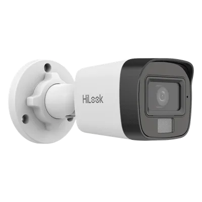 Cámara Bala IP / 4 Megapixel / Dual Light 20 m (65.6 ft) IR + 15 m (49.2 ft) Luz Blanca / Lente 2.8 mm / 104° / IP67 / PoE / Audio Integrado