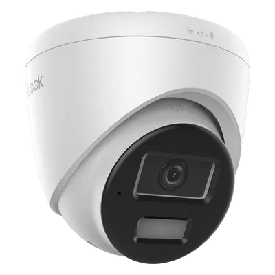 Cámara Turret IP / 2 Megapixel / Dual Light IR 20 m (65.6 ft) + Luz Blanca 15 m (49.2 ft) / Lente 2.8 mm / Ángulo 101° / Audio Integrado / IP67 / PoE