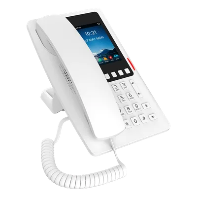 Teléfono IP Hotelero Wi-Fi 6 / Pantalla IPS 3.5" 320x480 / 2 Líneas SIP / 5 Teclas Programables / Puerto USB-A / PoE 802.3af / Audio HD / Diseño Blanco