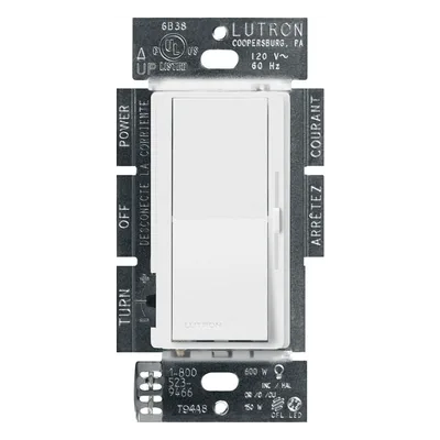 Atenuador de Pared / LED/CFL 150 W / Incandescente 600 W / Un Polo o 3 Vías / 150 Niveles de Luz / 120 V CA / Blanco Nieve