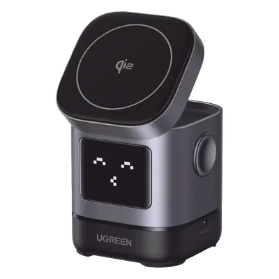 Cargador Inalámbrico / Qi2 15W / Triple Carga Simultánea / Pantalla Inteligente / 25W Total / USB-C 5W para Apple Watch