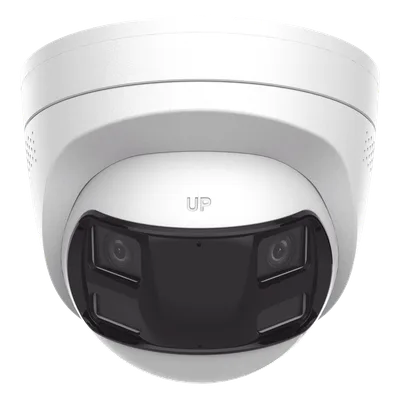 Cámara Turret IP / 8 Megapixel / Panorámica 180° / Dual Light 30 m (98.4 ft) / PoE / Audio Bidireccional / IP67