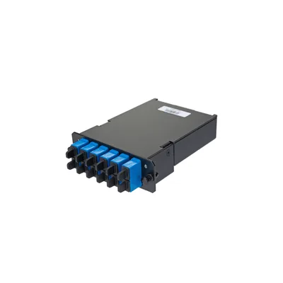 Placa Acopladora de Fibra Óptica / 12 Pigtails Monomodo OS2 / 6 Conectores SC Duplex / 12 Fibras / 1 m (3.28 ft) / Color Azul