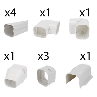 Kit de Canaletas para Aire Acondicionado / 11 Piezas / PVC Rígido / Interior y Exterior / 1 m (3.28 ft) de Longitud / -20°C a 75°C