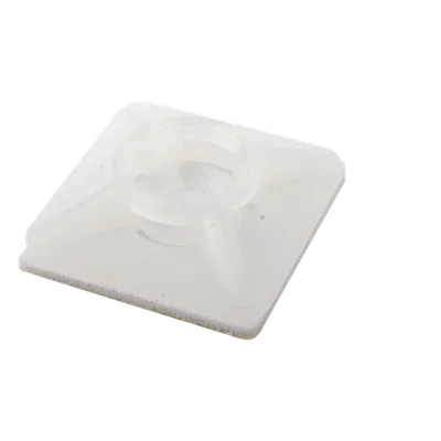 Base Autoadherible para Cinchos / 19x19 mm / Nylon Resistente / Temperatura -10°C a 50°C / Paquete 100 Piezas / Orificio Central para Tornillo