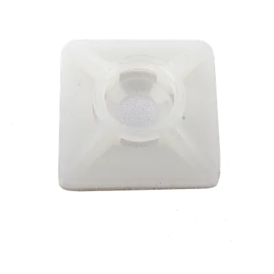 Base Autoadherible para Cinchos / 19x19 mm / Nylon Resistente / Temperatura -10°C a 50°C / Paquete 100 Piezas / Orificio Central para Tornillo