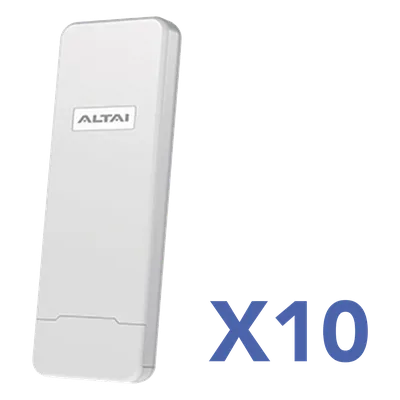 Kit Punto de Acceso Wi-Fi / 10 Unidades / 300 Mbps / Cobertura 800 m (2624.7 ft) / 128 Clientes Concurrentes / IP55 / MIMO 2x2