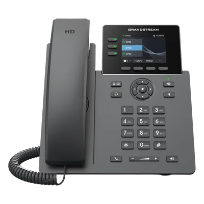 Teléfono IP / 3 Líneas SIP / 12 Botones Virtuales Programables / Pantalla LCD 2.8 Pulgadas / Puertos Gigabit con PoE / Audio HD