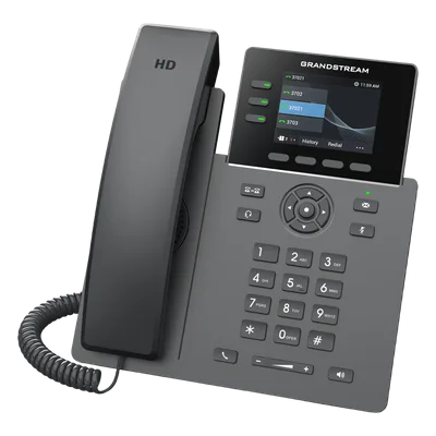 Teléfono IP / 3 Líneas SIP / 12 Botones Virtuales Programables / Pantalla LCD 2.8 Pulgadas / Puertos Gigabit con PoE / Audio HD