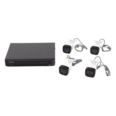 Kit TurboHD / 3K 5 Megapixel / DVR 4 Canales / 4 Cámaras Bala / Dual Light 30 m (98.4 ft) / IP67 / Micrófono Integrado / Cables 18.3 m (60 ft)