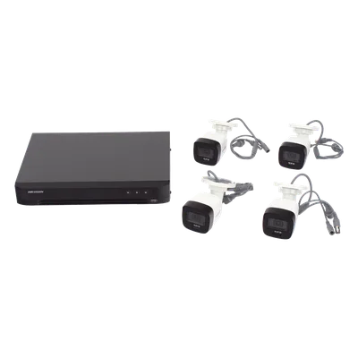 Kit TurboHD / 3K 5 Megapixel / DVR 4 Canales / 4 Cámaras Bala / Dual Light 30 m (98.4 ft) / IP67 / Micrófono Integrado / Cables 18.3 m (60 ft)