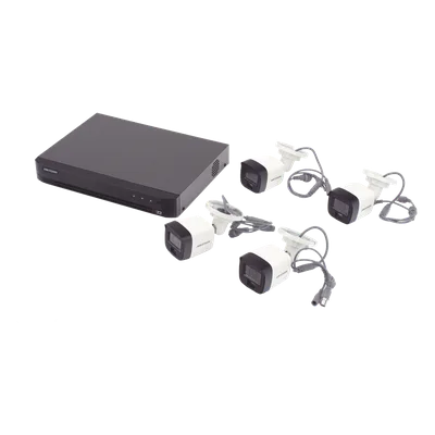 Kit TurboHD / 3K 5 Megapixel / DVR 4 Canales / 4 Cámaras Bala / Dual Light 30 m (98.4 ft) / IP67 / Micrófono Integrado / Cables 18.3 m (60 ft)