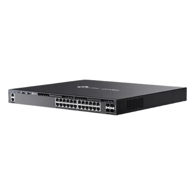 Switch L3 SDN Administrable / 24 Puertos Gigabit / 4 Puertos SFP+ 10G / 128 Gbps / Ruteo Dinámico RIP/OSPF/VRRP / Fuente Redundante / 17.3 x 14.96 x 1.73 in