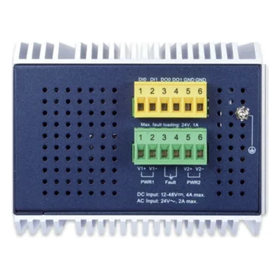Switch Ethernet Gestionado Capa 3 Industrial DIN-rail / 8 Puertos RJ45 Gigabit / 4 Puertos SFP+ 10G / Temp. -40 a 75°C / Protección ESD 6kV DC / Recuperación ERPS