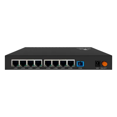 ONU Dual EPON/GPON / 8 Puertos PoE 802.3at Gigabit / 1 Puerto SC/UPC / Triple Play / Gestión OLT