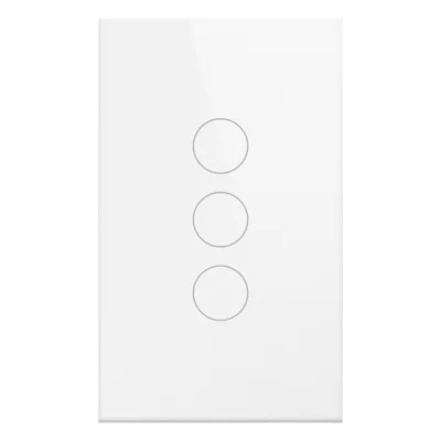 Interruptor Inteligente Wi-Fi / 3 Circuitos / 100V-250V / 2.4 GHz / Control por Voz / Panel de Vidrio Templado