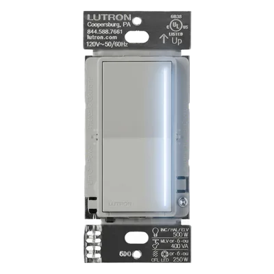Atenuador de pared / 250 W LED-CFL o 500 W Inc/Hal/ELV o 400 VA MLV / neutro / RTISS / Pebble / RadioRA 3