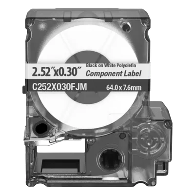 Cassette de Etiquetas de Componente / 2.52 in (6.4 cm) W x 0.3 in (0.76 cm) H / Poliolefina No Adhesiva / -40°C a 90°C / 18 mm x 7 m