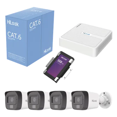 Kit IP / 4 Megapixel / NVR 8 Canales con 8 Puertos PoE+ / 4 Cámaras Bala Exterior / Micrófono Integrado / SSD 1 TB / Cable 305 m (1000.7 ft)