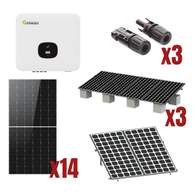 Kit Solar de Interconexión a Red / 8 kW / 220 Vca / Inversor Monofásico / 14 Módulos Fotovoltaicos 645 W / Montaje para 6 Módulos
