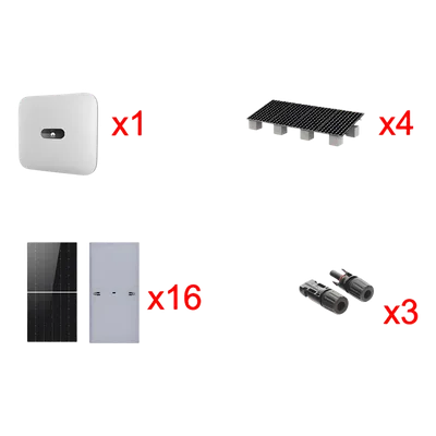 Kit Solar de Interconexión / 10 kW / 220 Vca / Eficiencia 98.40% / 16 Módulos 645W / Montaje para 4 Módulos