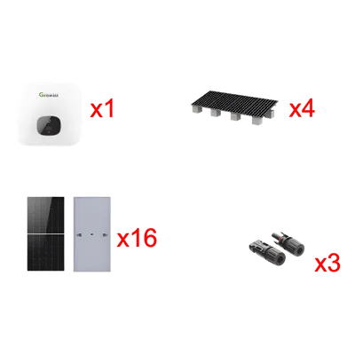 Kit Solar de Interconexión / 10 kW / 220 Vca / 16 Paneles 645W / Inversor 98.4% Eficiencia / Montaje para 4 Módulos