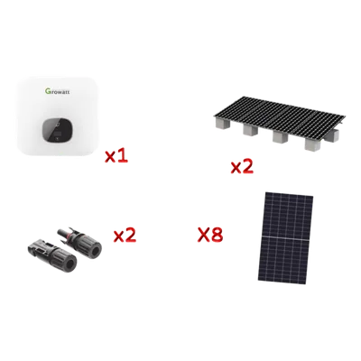 Kit Solar de Interconexión / 5 kW 220 Vca / 8 Paneles de 645 W / Inversor Híbrido / Montaje Estructural Incluido