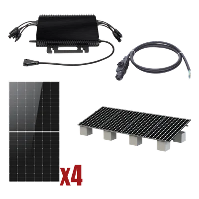 Kit Solar Interconexión / 2kW / 220Vca / 4 Módulos 645W / Microinversores / Montaje Incluido