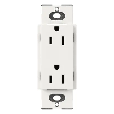 Receptáculo dúplex Claro / 15 A / 125 V / apertura decorador / terminales de tornillo y push-in / sin tornillos visibles