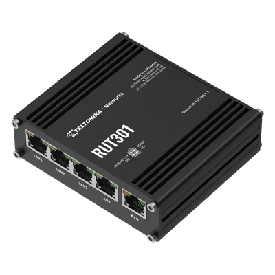 Router Industrial / 5 Puertos Ethernet 10/100 Mbps / VPN y Firewall Integrados / 2 I/O Digitales / RutOS / RMS / -40°C a 75°C