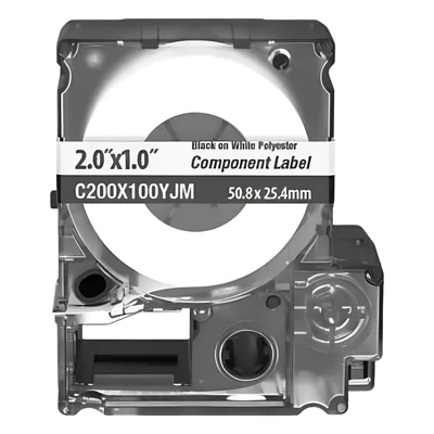 Casete de Etiquetas Adhesivas / 140 Etiquetas / 50.8 x 25.4 mm / Vinilo Autolaminable Blanco / -40 a 82°C