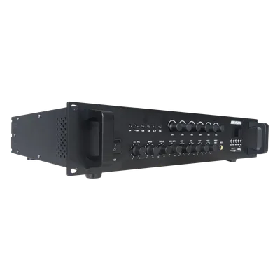 Amplificador de Audio / 120 W / 6 Zonas / Bluetooth / USB 2.0 / Lector SD / 2 Micrófonos / Entrada EMC / 70/100V / Montaje en Rack