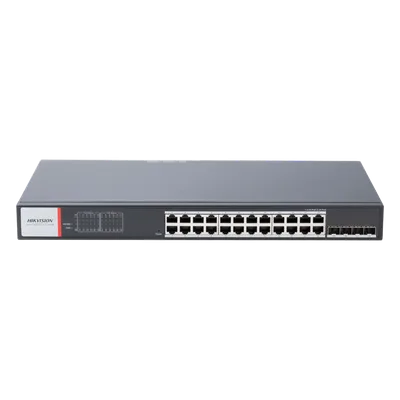 Switch Industrial Administrable / 24 Puertos Gigabit PoE+ / 4 Puertos SFP / Alcance Extendido 300 m (984.3 ft) / 370 W / Gestión en la Nube