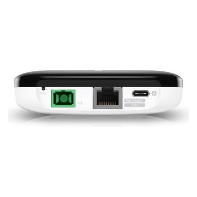 ONU XG-PON / 10 Gbps Bajada / 2.5 Gbps Subida / Alcance 20 km (12.4 mi) / SC/APC / Puerto 2.5GbE / Gestión UISP