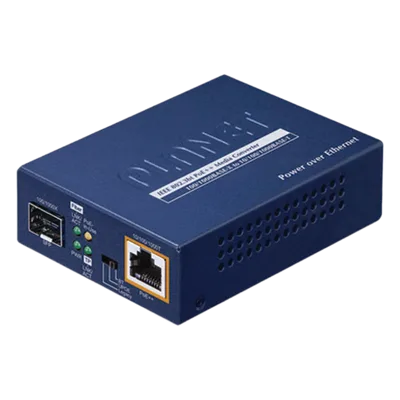Convertidor de Medios PoE++ / 1x RJ45 Gigabit / 1x SFP 100/1000BASE-X / 60W 802.3bt / Cat5e/6 4-Pares