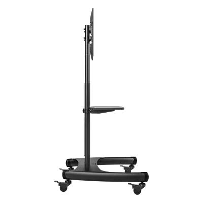Soporte Móvil para Pantalla / 32" a 75" / Carga 45.5 kg (100 lbs) / VESA 200x200 a 600x400 mm / Altura Ajustable 1120-1520 mm (3.67 a 4.99 ft) / Base para Accesorios / 4 Ruedas 360°