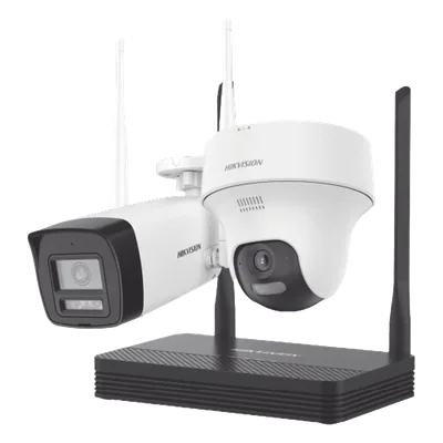 Kit de Videovigilancia IP Inalámbrico / NVS 4 Canales / 2 Cámaras Wi-Fi 2 Megapixel / Dual Light 30 m (98.4 ft) / Audio Bidireccional / Lente 2.8 mm / 97° HFOV