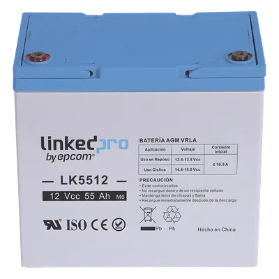 Batería de Respaldo AGM-VRLA / 12 V / 55 Ah / Vida Útil 5 Años / Terminales T2 / Certificación UL