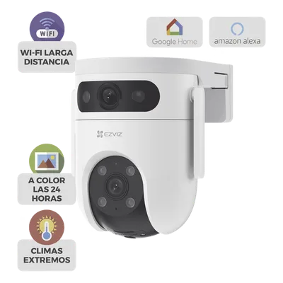 Cámara PT IP / Doble Lente 10 Megapixel / 3K 2880x1620 / Wi-Fi 2.4 GHz / IR 30 m (98.4 ft) / Visión Nocturna a Color / Audio Bidireccional 100 dB / IP65