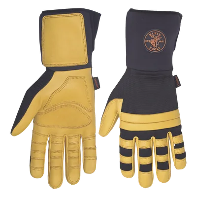 Guantes de Trabajo para Liniero / Cuero Blando / Nudillos Acolchados Doble Fila / Neopreno 4'' (102 mm) / Talla Grande