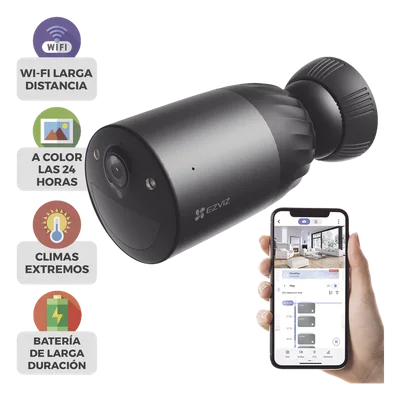 Cámara IP WiFi / 4K 8 MP / Lente 2.8mm / Visión Nocturna Color 15 m (49.2 ft) / Batería Recargable / Audio Bidireccional / IP65