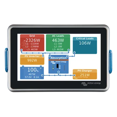 Centro de comunicaciones / Pantalla táctil 7" HD / WiFi, Ethernet, Bluetooth / 3 puertos VE.Direct / IP54 / 8-70 VCC / 2,6-6,2 W