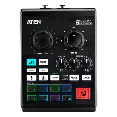 Mezclador de Audio / 6 Canales / DSP con IA / Conversión 24-bit/96 kHz / USB-C / 0.42 kg
