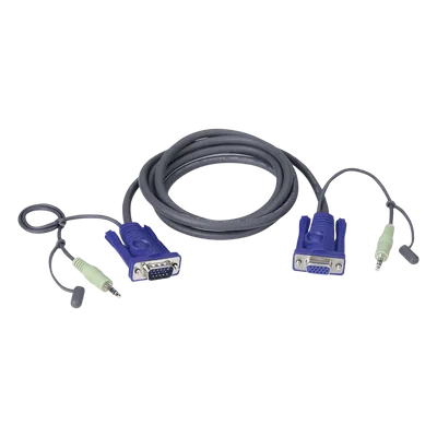 Cable VGA con Audio / 1920x1200 / Macho a Hembra 15 Pines / 1.8 m / 6 ft / Apantallado Mylar