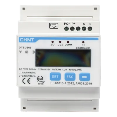 Medidor de Energía Inteligente / Monitoreo con TC Externos 100 A / Inyección Cero / Integración Cloud / Compatible con Microinversores