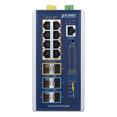 Switch Industrial Capa 3 / 8 Puertos Gigabit PoE++ / 2 Puertos SFP 1G/2.5G / 4 Puertos SFP 10G / Rango de Temperatura -40 a 75°C (-40 a 167°F) / Montaje DIN o Pared