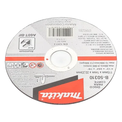 Disco de corte / Aluminio / 4 1/2 pulgadas (114 mm) / 13,300 RPM / Grano grueso