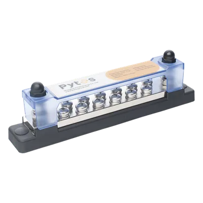 Bloque de Terminales / 12+2 Líneas / 300 A / 52 VDC o 300 VAC / Cobre Estañado 8x25 mm / Cubierta Policarbonato