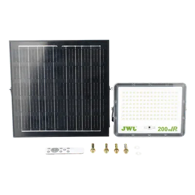 Reflector LED Solar / 200 W / Luz Blanca Fría 6500 K / Ángulo 120° / IP65 / Batería 3.2 VCD
