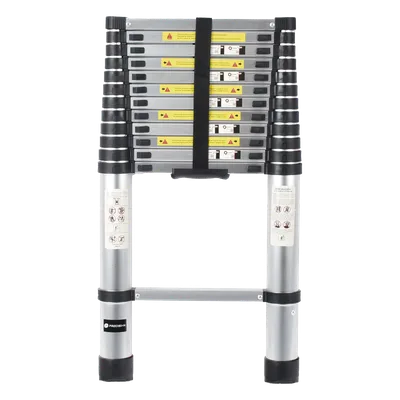 Escalera Telescópica / Aluminio / Altura 3.8 m (12.5 ft) / Carga 150 kg / Plegable 85 cm (2.8 ft) / 13 kg